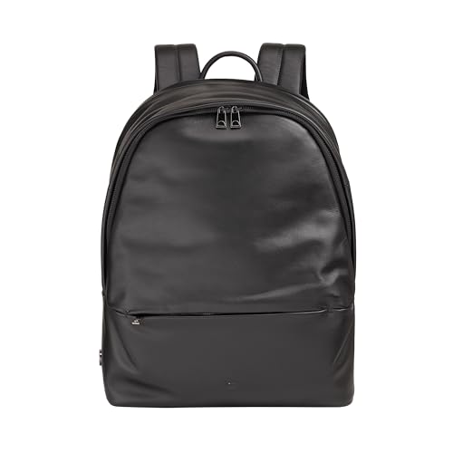 DUDU Leder Rucksack für Herren und Damen Laptop Tasche 15L – Eleganter Reise- und Arbeitsrucksack mit Gepolstertem Laptopfach (bis 13"), Verstellbare Schulterriemen und Kompaktem Design Schwarz von DuDu