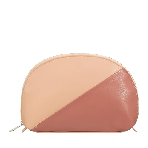 DUDU Make-up- und Kosmetiktasche aus Leder für Reisen mit Reißverschluss Mehrfarbig Puder rosa von DuDu