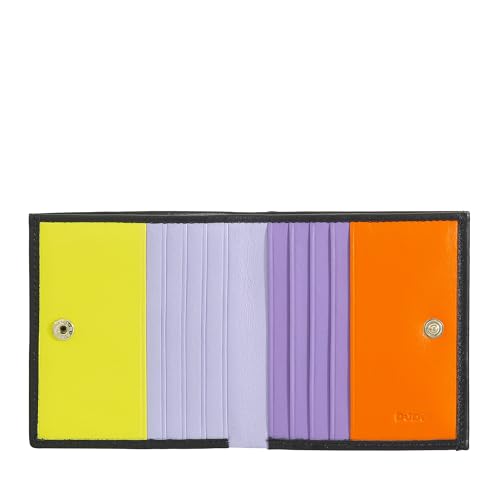DUDU Mehrfarbiges Portemonnaie RFID in Leder mit Kartensteckfächer und Münzfach Black pop von DuDu