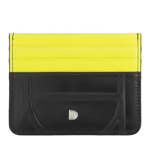 DUDU Porta Carte di Credito in Pelle Stampata, Portacarte Sottile Compatto e Tascabile – Leggero, Elegante e Funzionale, Perfetto per Tasca o Borsa Black_Bright Yellow von DuDu