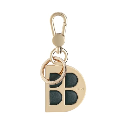 DUDU D-förmiger Metall-Schlüsselanhänger mit Echtledereinsätzen, Goldener Schlüsselanhänger mit Karabinerhaken und Ring, Schlüsselanhänger fürs Auto, für Zuhause und fürs Büro Mangrove von DuDu