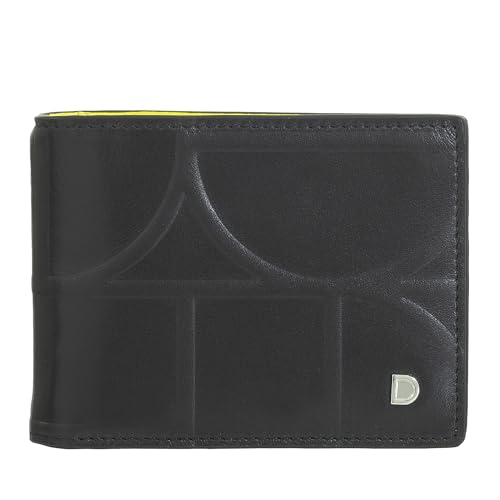 DUDU RFID Geldbörse für Herren aus bedrucktem Leder mit Geldklammer, kleines, dünnes und kompaktes Portemonnaie mit Kreditkartenfächern und hinterem Reißverschluss Black_Bright Yellow von DuDu