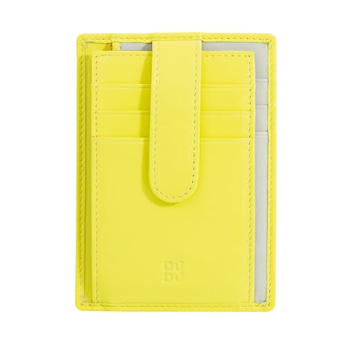 DuDu Multicolor Kreditkartenetui in Leder mit Laschen Verschluss Citrus Yellow von DuDu