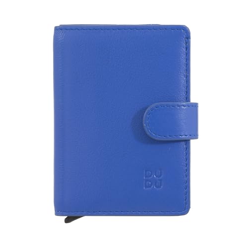 DuDu Portafoglio Portacarte Uomo in Pelle Protezione RFID, Piccolo Miniwallet Con Cardprotector in Alluminio, Porta Banconote e Chiusura a Bottone Kornblume von DuDu