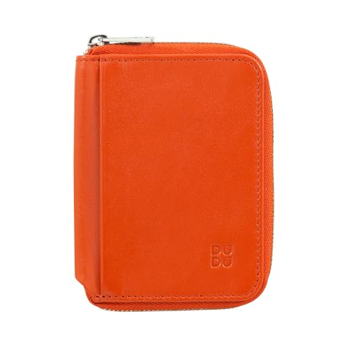 DuDu Portafoglio Uomo Piccolo Pelle Morbida Con Zip, Portafoglio Mini Ultra Compatto Con Cerniera, Porta Banconote, Porta Carte e Tessere Orange von DuDu