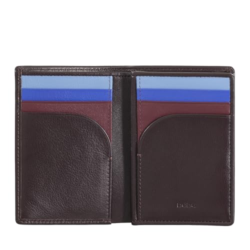 DUDU Herren-RFID-Technologie Leder Brieftasche, kleine Bifold Brieftasche mit ID-Fenster, 9 Kreditkartenfächer, Banknotenhalter Dunkelburgundy von DuDu