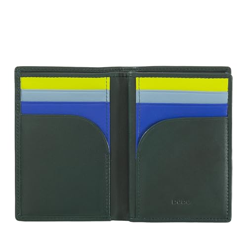 DUDU Herren-RFID-Technologie Leder Brieftasche, kleine Bifold Brieftasche mit ID-Fenster, 9 Kreditkartenfächer, Banknotenhalter Mangrove von DuDu