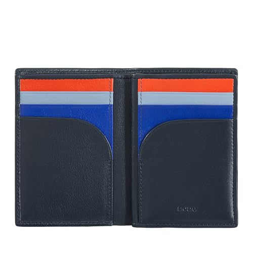 DUDU Herren-RFID-Technologie Leder Brieftasche, kleine Bifold Brieftasche mit ID-Fenster, 9 Kreditkartenfächer, Banknotenhalter Navy von DuDu