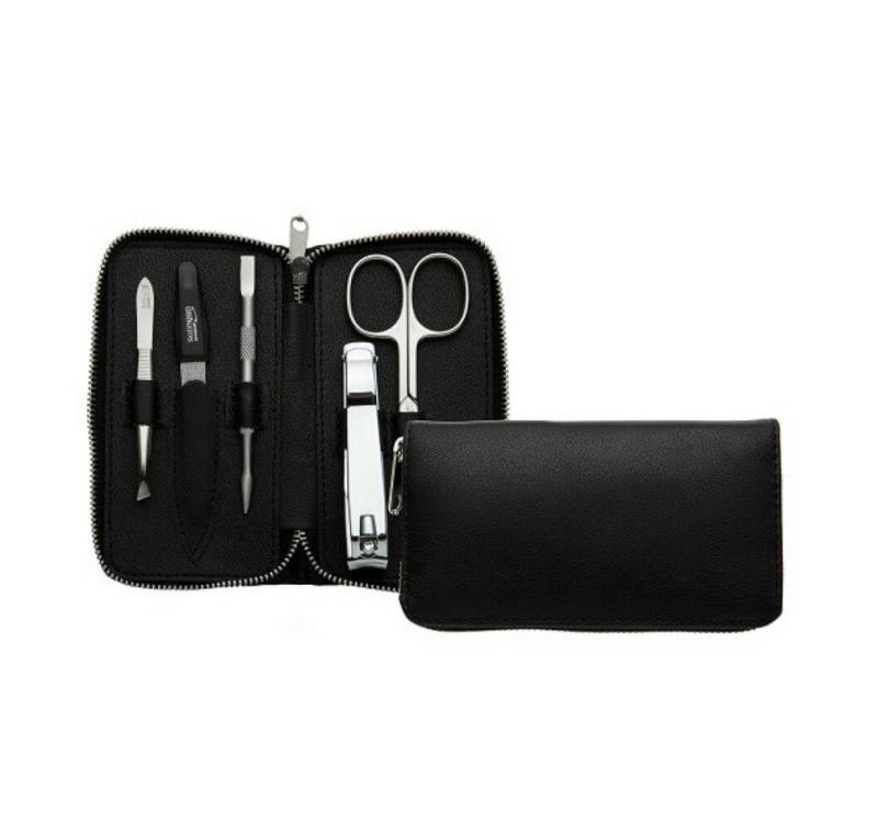 DuKaS Nageldesign Zubehör Schwarzes Maniküreset für Männer Zipper 6 Stück Premium Line von DuKaS
