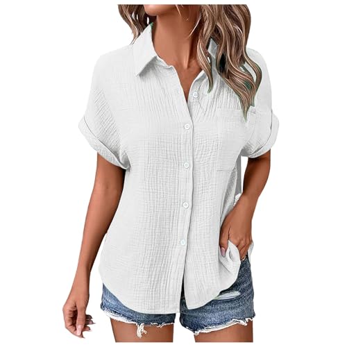 Duanminxi Damen Hemdbluse Musselin Bluse Oversized Sommer Hemdbluse Baumwolle Oversize Longbluse Langarm Modern Oberteile Long Shirt Elegant Hemd Bluse Locker Langarmshirt Tuniken von Duanminxi