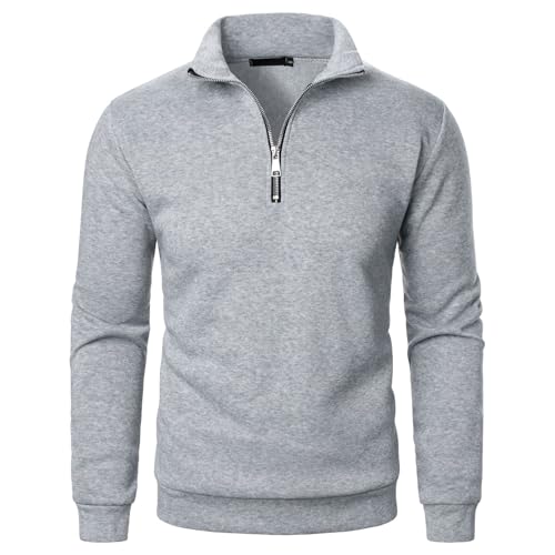 Duanminxi Fleecepullover Herren Warm Half Zip Fleece Pullover Stehkragen Winter Arbeitspullover Winterpullover Outdoor Fleecepulli Pulli Herrenpullover Sweatshirt Strickpullover Langarmshirt Sweater von Duanminxi
