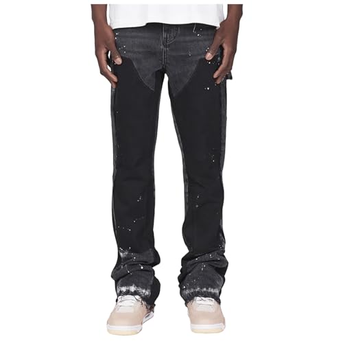 Duanminxi Jeans übergrößen Herren Baggy Jeanshose Loose Fit Jeans Hose Große Größen Hohe Taille Stretch Straight Jeans Hose Männer Stonewashed Lange Oversize Jjeanshosen Freizeithose Cargohosen von Duanminxi