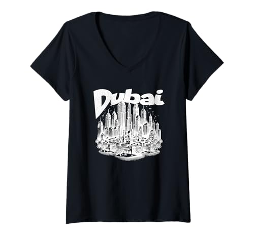 Damen Passende Familien-Dubai-Urlaubsreise T-Shirt mit V-Ausschnitt von Dubai Travel