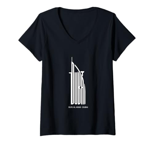 Damen Dubai, UAE Hauptstadt Tour Touristen Emirati Urlaub T-Shirt mit V-Ausschnitt Damen Dubai, UAE Hauptstadt Tour Touristen Emirati Urlaub T-Shirt mit V-Ausschnitt von Dubai UAE City Designs by Fasaza