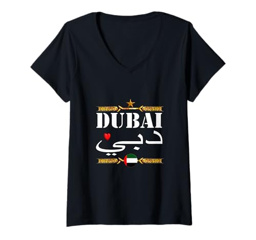 Damen Dubai Vereinigte Arabische Emirate ! UAE Souvenir Funny Love Dubai T-Shirt mit V-Ausschnitt von Dubai United Arab Emirates Arabic Dubai Apparel
