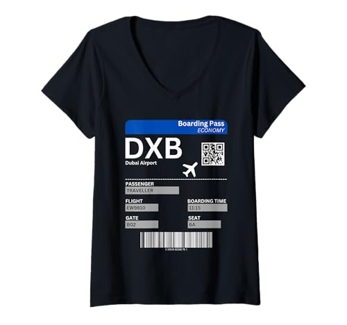 Damen Boarding Pass Dubai DXB Flugticket VAE Emirate Dubai T-Shirt mit V-Ausschnitt Damen Boarding Pass Dubai DXB Flugticket VAE Emirate Dubai T-Shirt mit V-Ausschnitt von Dubai Vereinigte Emirate Bekleidung & Geschenkidee