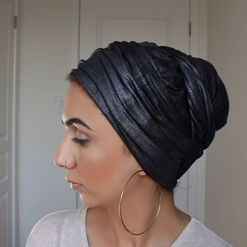 Bereit Tragen Slip-On Kopf-Wrap - Formal Schleife Wrap Kohle Silber Bereit Tragen Slip-On Kopf-Wrap - Formal Schleife Wrap Kohle Silber von DubaiTurban