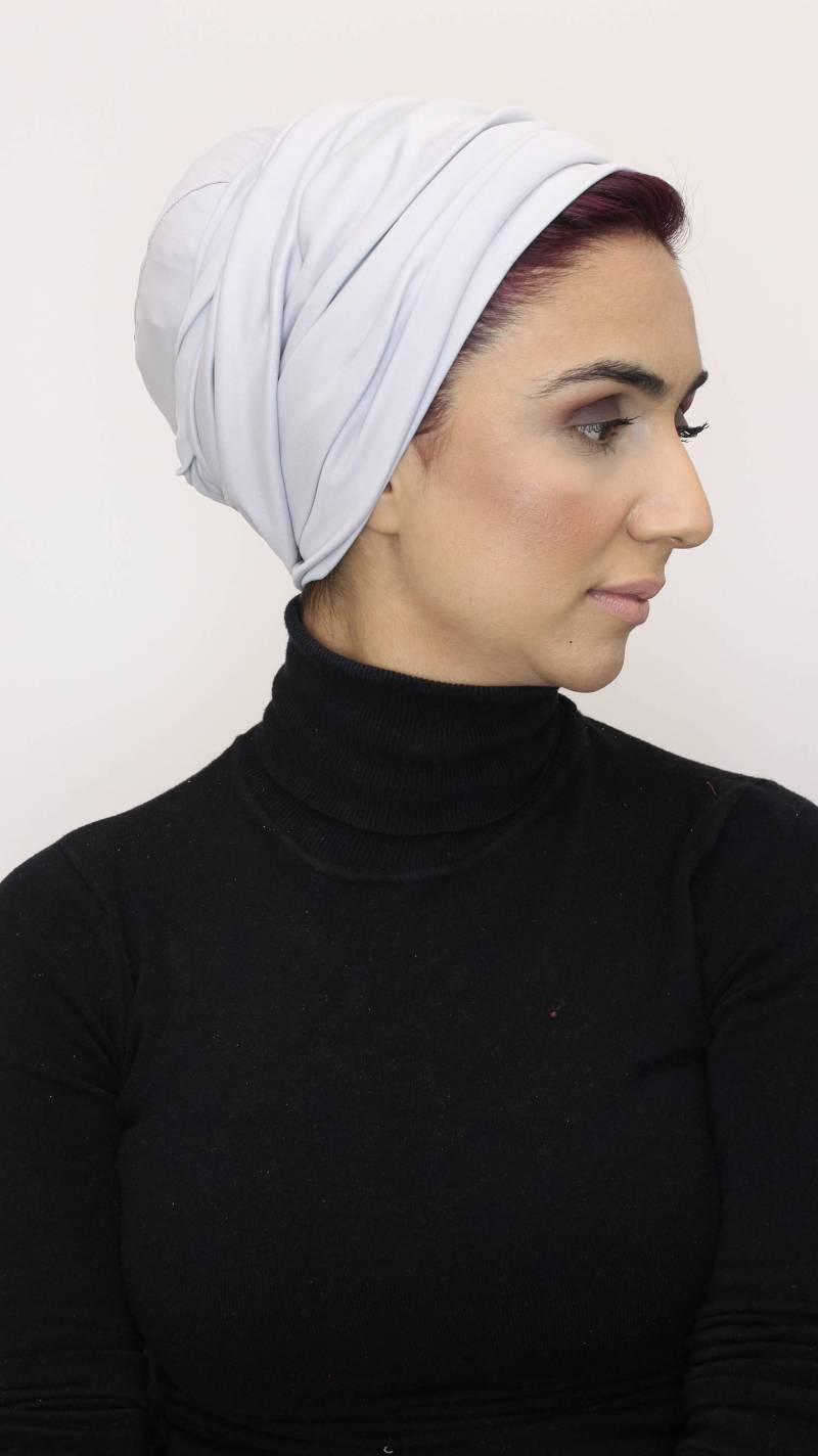Bereit Tragen Slip-On Kopf-Wrap - Hellgrau Bereit Tragen Slip-On Kopf-Wrap - Hellgrau von DubaiTurban