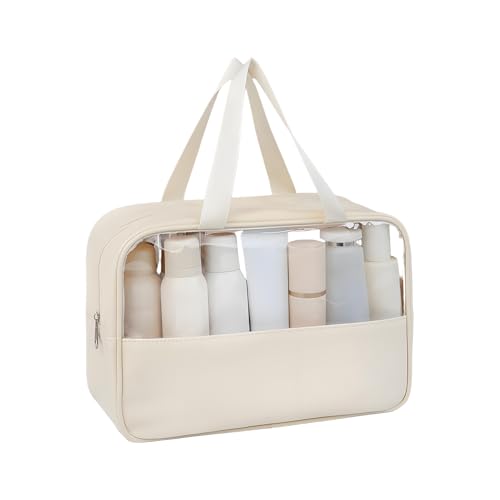 Dubbulon Durchsichtige Makeup Tasche - Organizer Tasche Mit Reißverschluss,Wasserfeste Toilettentasche Mit Tragegriff | Für Frauen Mädchen Tägliche Schönheitswerkzeuge Handtücher von Dubbulon