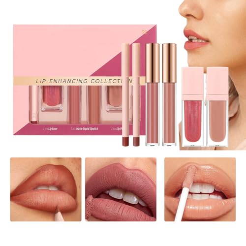 Dubbulon Lippen-Make-up-Set | Wasserdamalseste Lippenfarbe & Lippenstift-Set Für Damen | 6-teiliges Feuchtigkeitsspendendes Kosmetik-Set Für Alltag Freizeit Anlässe Fotografie Reisen von Dubbulon