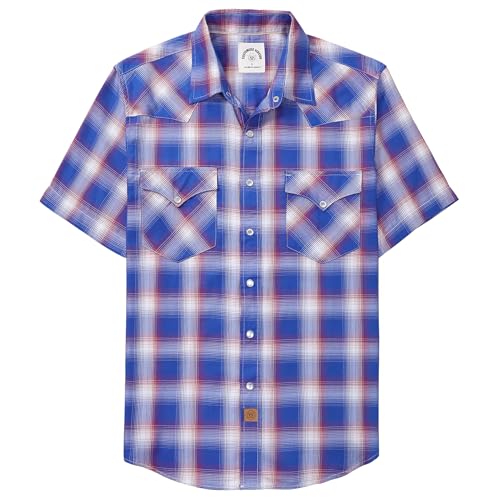 Dubinik® Bambusfaser Kurzarmhemd Herren Freizeithemden Für Herren Druckknöpfe Cowboy Vintage Western Comfort Kariert Hemd von Dubinik