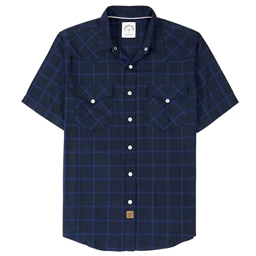 Dubinik® Bambusfaser Kurzarmhemd Herren Freizeithemden Für Herren Druckknöpfe Cowboy Vintage Western Comfort Kariert Hemd von Dubinik
