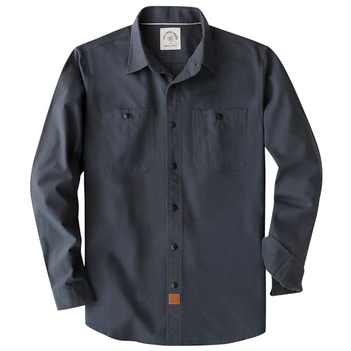Dubinik® Chambray Hemd Herren 2 Brusttaschen Baumwoll Langarm Button Down Comfort Freizeit Arbeiten Regular Fit von Dubinik