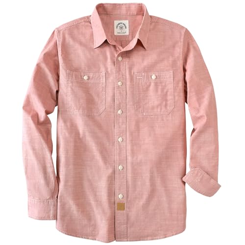 Dubinik® Chambray Hemd Herren 2 Brusttaschen Baumwoll Langarm Button Down Comfort Freizeit Arbeiten Regular Fit von Dubinik