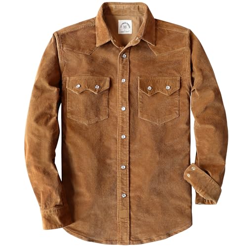 Dubinik® Cordhemd Herren Baumwolle 2 Brusttaschen Western Regular Fit Retro Freizeit Langarm von Dubinik