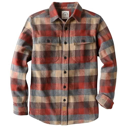 Dubinik® 13oz Extra Schwe Flanellhemd Herren Overshirt HemdHerren Langarm Dicke Warmes Baumwolle Button Down Hemdenjacke von Dubinik
