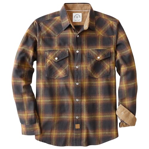 Dubinik® Flanellhemd Herren Langarm Druckknopf Freizeithemden Western Hemd Cowboy Two Pocket Outdoor Snap Shirt Regular Fit von Dubinik