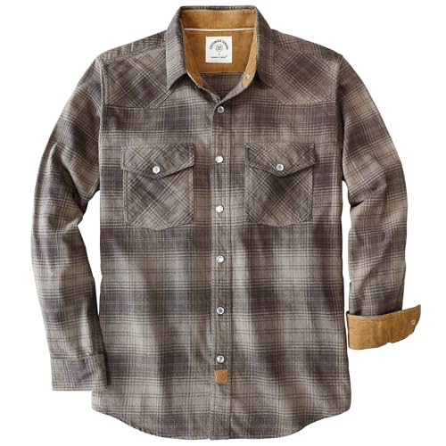 Dubinik® Flanellhemd Herren Langarm Druckknopf Freizeithemden Western Hemd Cowboy Two Pocket Outdoor Snap Shirt Regular Fit von Dubinik