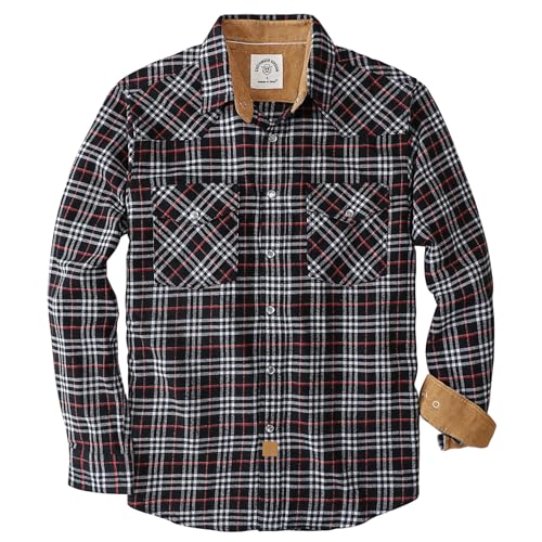 Dubinik® Flanellhemd Herren Langarm Druckknopf Freizeithemden Western Hemd Cowboy Two Pocket Outdoor Snap Shirt Regular Fit von Dubinik