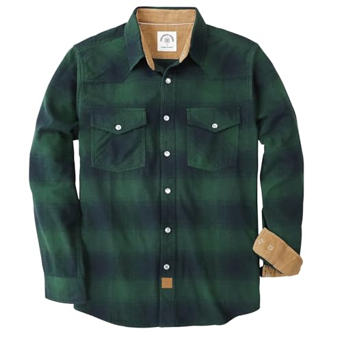 Dubinik® Flanellhemd Herren Langarm Druckknopf Freizeithemden Western Hemd Cowboy Two Pocket Outdoor Snap Shirt Regular Fit von Dubinik