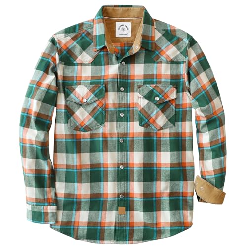 Dubinik® Flanellhemd Herren Langarm Druckknopf Freizeithemden Western Hemd Cowboy Two Pocket Outdoor Snap Shirt Regular Fit von Dubinik