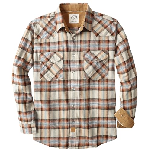 Dubinik® Flanellhemd Herren Langarm Druckknopf Freizeithemden Western Hemd Cowboy Two Pocket Outdoor Snap Shirt Regular Fit von Dubinik