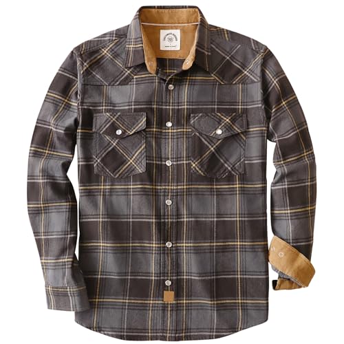 Dubinik® Flanellhemd Herren Langarm Druckknopf Freizeithemden Western Hemd Cowboy Two Pocket Outdoor Snap Shirt Regular Fit von Dubinik