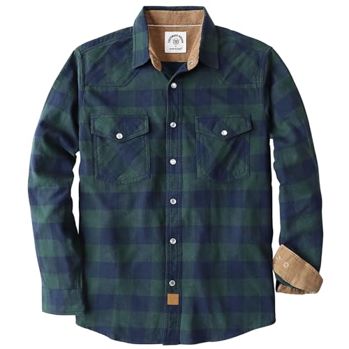 Dubinik® Flanellhemd Herren Langarm Druckknopf Freizeithemden Western Hemd Cowboy Two Pocket Outdoor Snap Shirt Regular Fit von Dubinik