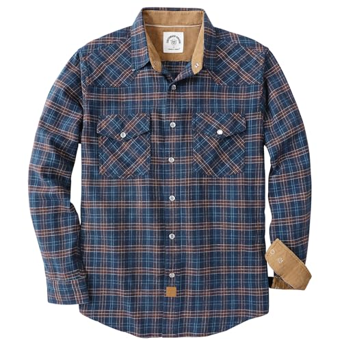 Dubinik® Flanellhemd Herren Langarm Druckknopf Freizeithemden Western Hemd Cowboy Two Pocket Outdoor Snap Shirt Regular Fit von Dubinik