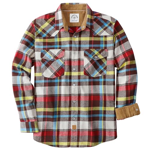 Dubinik® Flanellhemd Herren Langarm Druckknopf Freizeithemden Western Hemd Cowboy Two Pocket Outdoor Snap Shirt Regular Fit von Dubinik