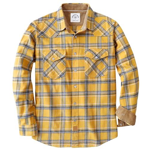 Dubinik® Flanellhemd Herren Langarm Druckknopf Freizeithemden Western Hemd Cowboy Two Pocket Outdoor Snap Shirt Regular Fit von Dubinik