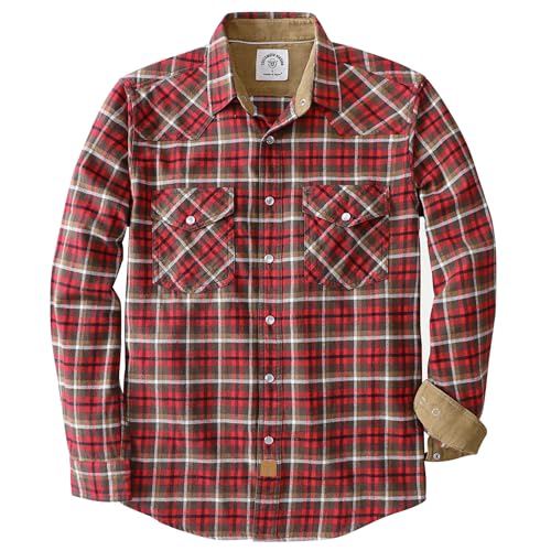 Dubinik® Flanellhemd Herren Langarm Druckknopf Freizeithemden Western Hemd Cowboy Two Pocket Outdoor Snap Shirt Regular Fit von Dubinik