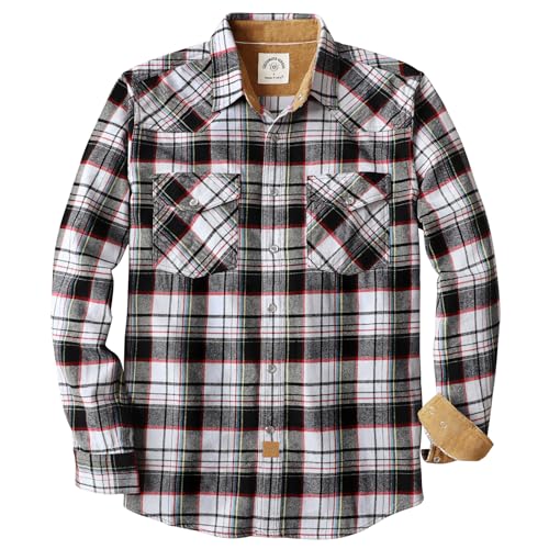 Dubinik® Flanellhemd Herren Langarm Druckknopf Freizeithemden Western Hemd Cowboy Two Pocket Outdoor Snap Shirt Regular Fit von Dubinik