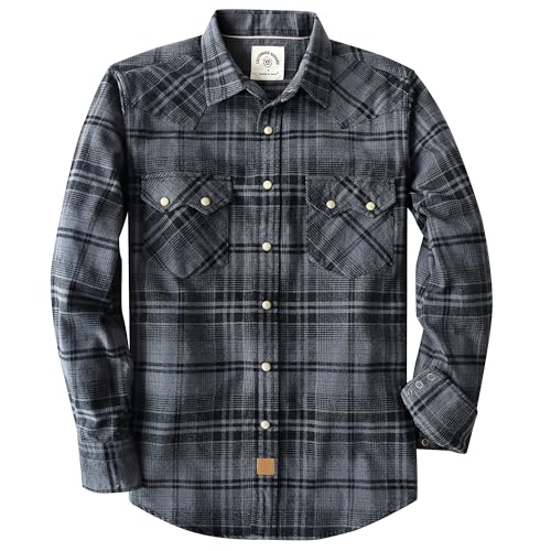 Dubinik® Flanellhemd Herren Langarm Western Hemd Mit Druckknöpfen und Doppelten Brusttaschen Für Lässigen Komfort von Dubinik