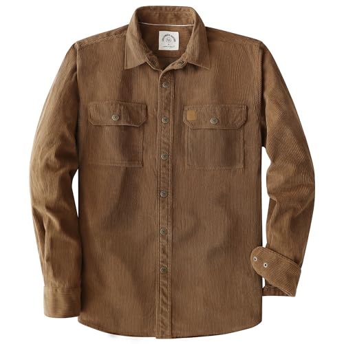 Dubinik® Freizeithemden Für Herren Cord Hemd Herren Vintage Country Leichtes Druckknöpfen Holzfällerhemd Herren Hemd Langarm von Dubinik