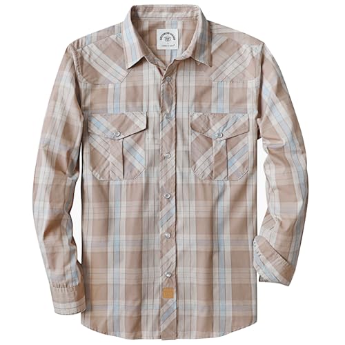 Dubinik® Freizeithemden Für Herren Kariertes Westernhemd Herren Cowboy Druckknöpfe Freizeithemd Langarm Vintage Regular Fit von Dubinik