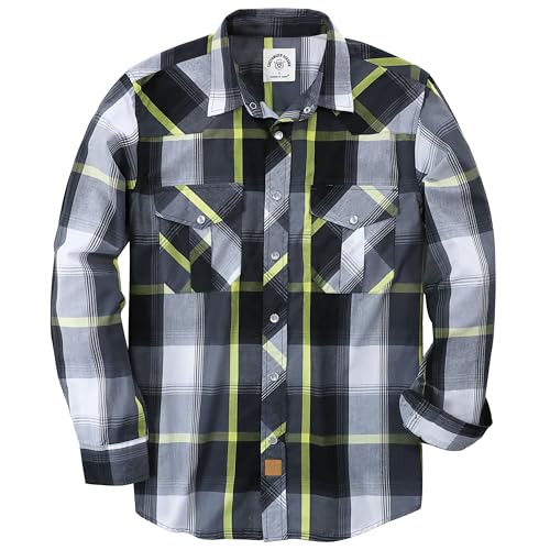 Dubinik® Freizeithemden Für Herren Kariertes Westernhemd Herren Cowboy Druckknöpfe Freizeithemd Langarm Vintage Regular Fit von Dubinik