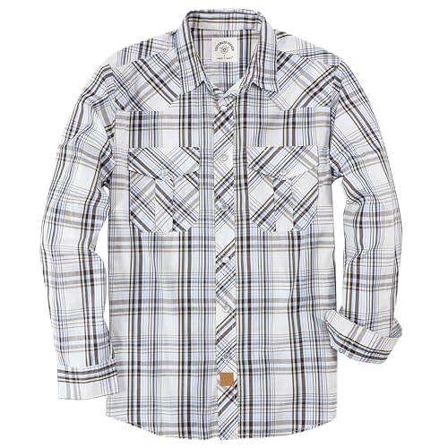 Dubinik® Freizeithemden Für Herren Kariertes Westernhemd Herren Cowboy Druckknöpfe Freizeithemd Langarm Vintage Regular Fit von Dubinik