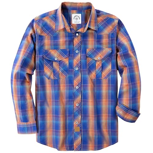 Dubinik® Freizeithemden Für Herren Kariertes Westernhemd Herren Cowboy Druckknöpfe Freizeithemd Langarm Vintage Regular Fit von Dubinik
