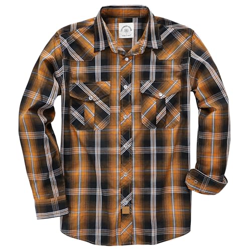Dubinik® Freizeithemden Für Herren Kariertes Westernhemd Herren Cowboy Druckknöpfe Freizeithemd Langarm Vintage Regular Fit von Dubinik